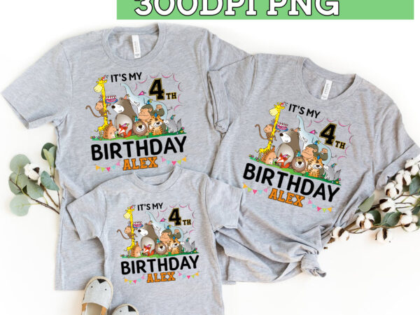 Rd kids it_s my 4th birthday zoo jungle safari 4 years old animals t-shirt