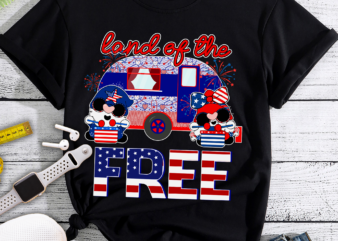 RD Land Of The Free American Flag Gnomes Funny Camping July 4th T-Shirt