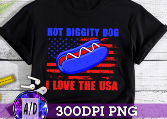 RD (ME) 4th of July Hot Diggity Dog I Love The USA Funny Hot Dog T-Shirt