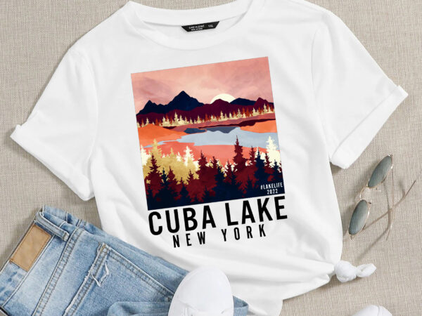 Cuba lake new york lakelife calm moon t-shirt