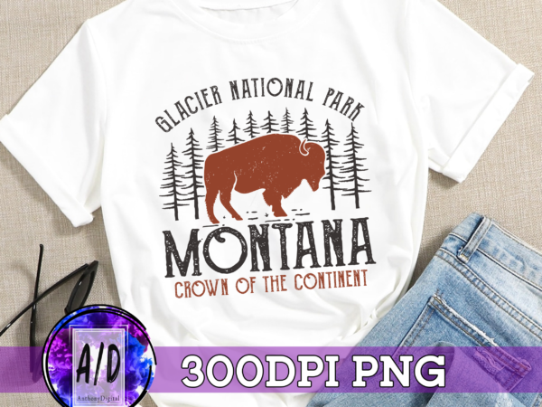 Rd (me) glacier national park montana moose hiking camping souvenir t-shirt-1