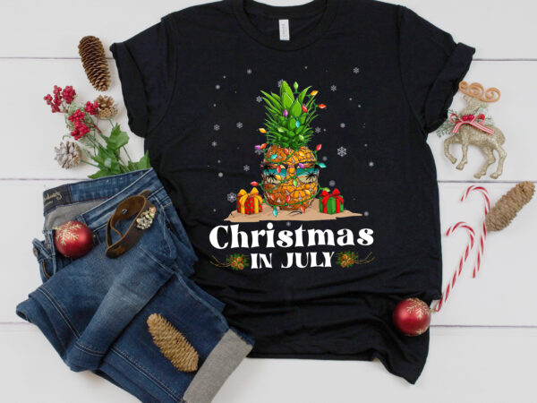 Rd (me) pineapple christmas in july aloha hawaii beaches hawaiian t-shirt