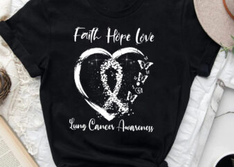 RD (ME) White Ribbon Faith Hope Love Support Lung Cancer awareness T-Shirt