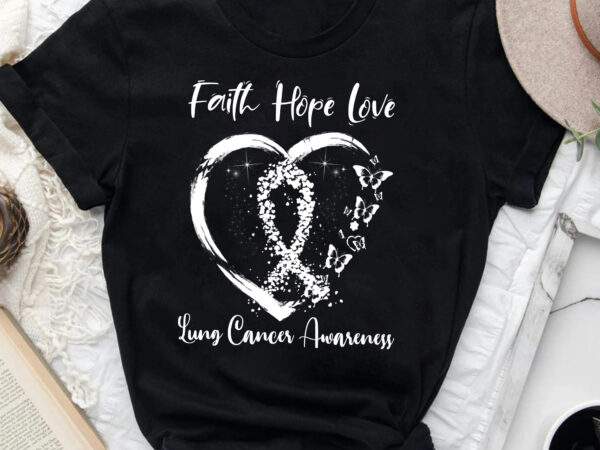 Rd (me) white ribbon faith hope love support lung cancer awareness t-shirt
