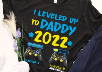 RD Mens I Leveled Up To Daddy 2023 Soon To Be Dad Fathers Day Gift T-Shirt