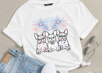 RD Patriotic Frenchies 4th of July with fireworks PNG DIGITAL DOWNLOAD for sublimation or screens