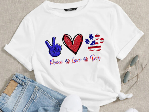 Rd peace love dog lover american flag happy 4th of july t shirt design online