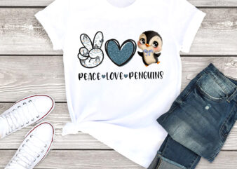 RD Peace Love Penguins PNG Penguin Lover PNG Baby Penguin File for Sublimation Printing, DTG Print Ready to Print Sublimation Download t shirt design online