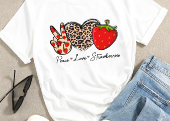 RD Peace Love Strawberries PNG, Cheetah Strawberries Sublimation Download, Summer png, Summer Fruits png, Leopard Strawberries PNG design