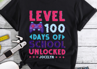 RD Personalized 100 Days Of School Unlocked Funny Video Gamer Student T-Shirt For Kids