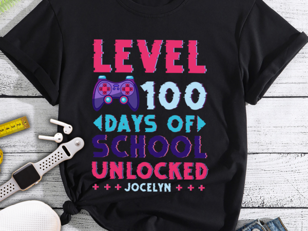 Rd personalized 100 days of school unlocked funny video gamer student t-shirt for kids