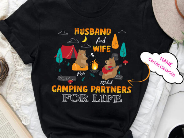 Rd personalized names husband and wife camping partners for life t-shirt