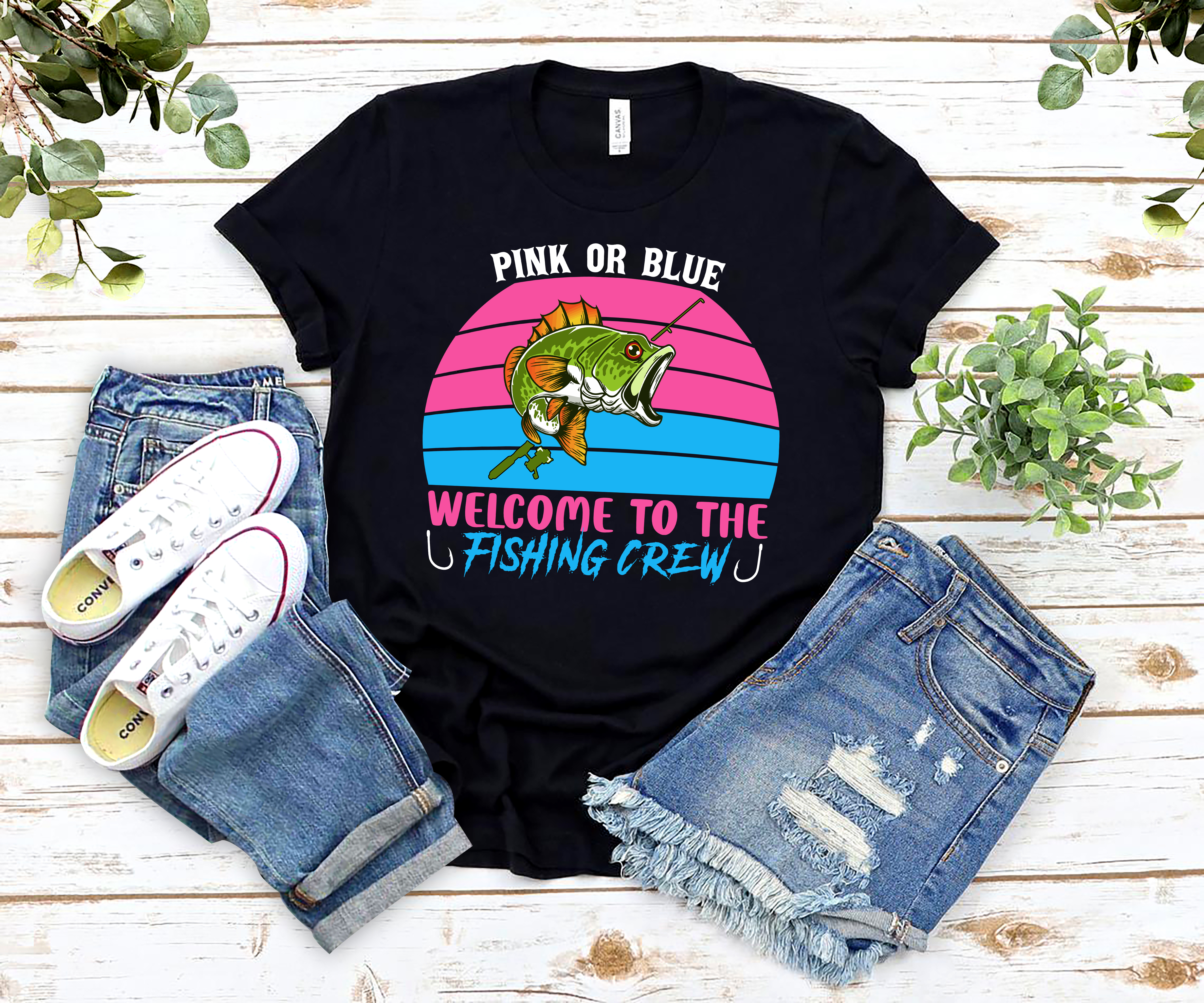 RD Pink Or Blue Welcome To The Fishing Crew Funny Gender Reveal T-Shirt -  Buy t-shirt designs