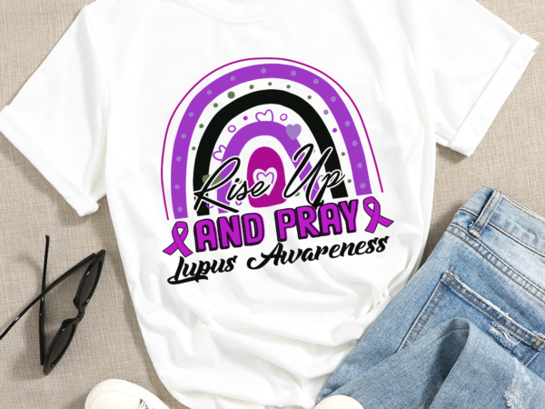 Rd purple ribbon rainbow custom lupus shirt, rise up and pray lupus awareness shirt t shirt design online