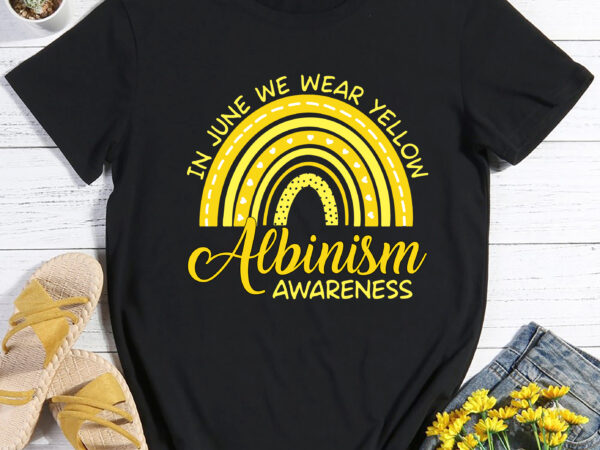 Rd rainbow in june we wear yellow albinism awareness ribbon t-shirt