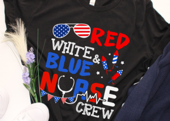 RD Red White Blue Nurse Crew Sunglasses 4th Of July T-Shirt