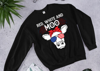 RD Red White and Moo Patriotic Cow USA Flag Funny 4th of July T-Shirt