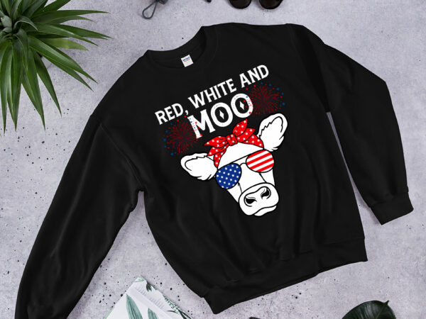 Rd red white and moo patriotic cow usa flag funny 4th of july t-shirt
