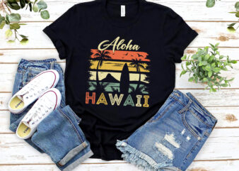 RD Retro Hawaiian Surfboard Aloha Hawaii Island Surfer Outfits T-Shirt