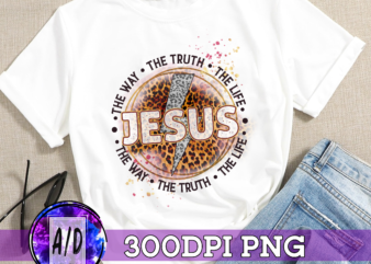 RD Retro sublimation – Retro png – Leopard print – Bible verse – Christian shirt design – Christian png – Jesus is the way the truth the life