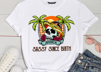RD Sassy Since Birth Salty By Choice Skull – Personalized Shirt – Funny Birthday Summer Gift For Girls, Mom, Wife, Besties, Sisters, Daughters, Girlfriends 1 t shirt design online