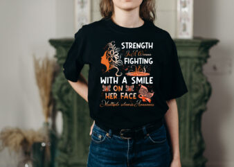 RD Strength Is A Woman Fighting MS With A Smile On Her Face T-Shirt – V-Neck – Multiple sclerosis Awareness Shirt