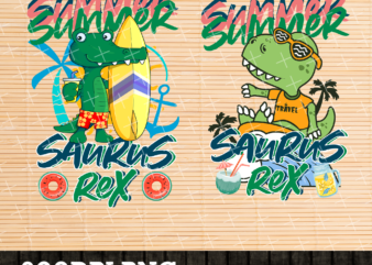 RD Summer Saurus Rex PNG, Beach Summer Vacation, Dinosaur Lover, Hello Summer, Dinosaur Boy Gift Digital PNG File