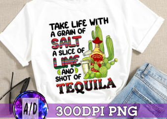 RD Take life with a grain of salt a slice of lime and a shot of tequila Digital Design ,Sublimation Design, Digital Download, PNG File , Camping , Summer,Instant Download