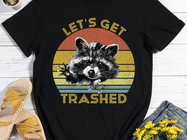 Rd vintage let_s get trashed funny raccoon lovers retro sunset t-shirt