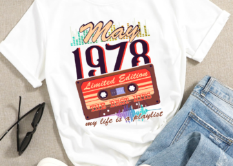 RD Vintage May 1978 Retro Cassette 44th Birthday 44 Years Old T-Shirt