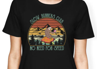 RD Vintage Slow Runners Club No Need For Speed Funny Sloth T-Shirt