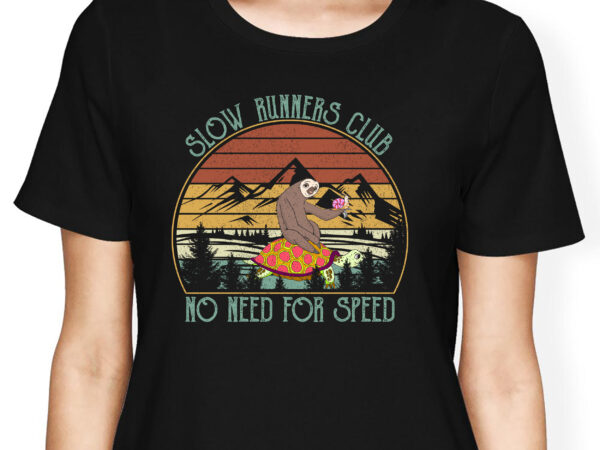 Rd vintage slow runners club no need for speed funny sloth t-shirt