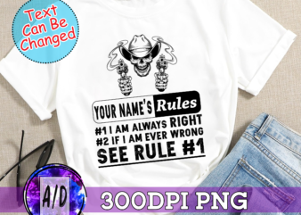 RD YOUR NAME_S Rules 1 I Am Always RIGHT 2 If I Am Ever Wrong See Rule 1 t shirt design online