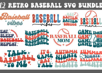 Baseball mom game day quotes retro groovy sublimation bundle svg t shirt vector file