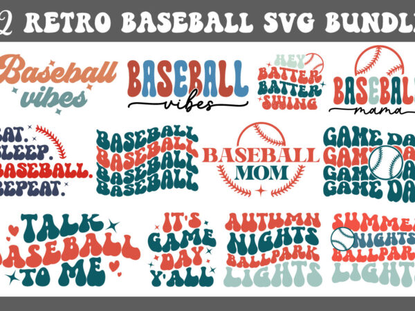 Baseball mom game day quotes retro groovy sublimation bundle svg t shirt vector file