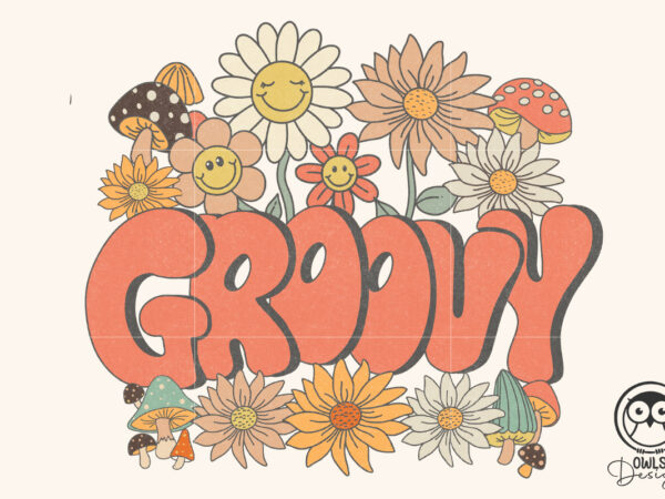 Retro groovy png sublimation t shirt design online