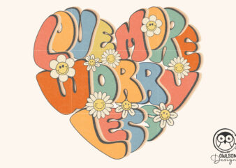 Retro Love More Worry Less Png Sublimation