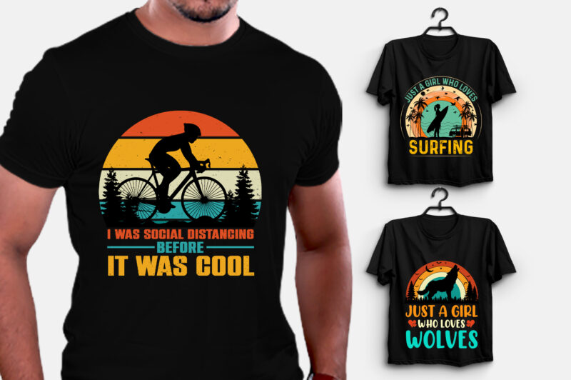 Retro Vintage Sunset Grunge T-Shirt Design