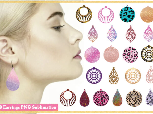 Earrings sublimation bundle vector clipart