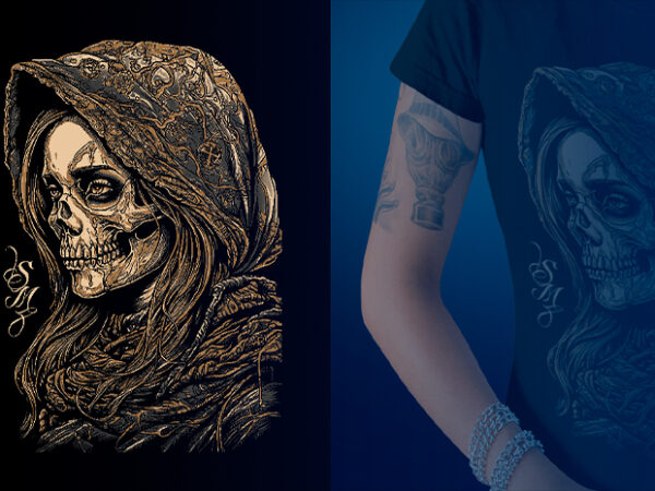 Santa muerte sepia t shirt template vector