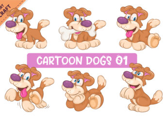 Set of Cartoon Dogs 01. Clipart.
