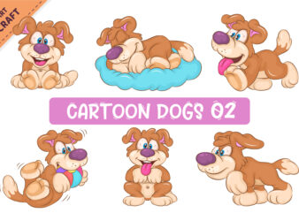 Set of Cartoon Dogs 02. Clipart.