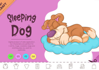 Sleeping Cartoon Dog. Clipart. t shirt template vector