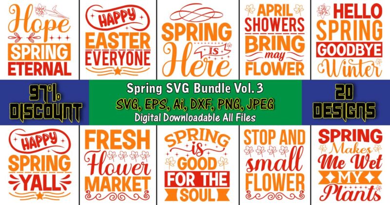 Spring SVG Bundle Vol. 3, Spring svg bundle, Easter svg, Spring t-shirts, Spring design, Spring svg vector, Spring,Welcome spring svg, Flower svg, Spring svg, Hello Spring Svg, Spring is Here