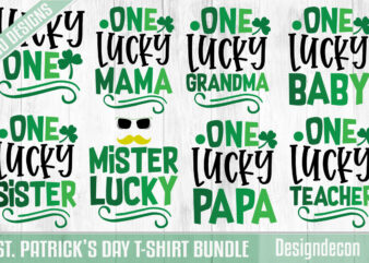 One Lucky Family Quotes St. Patrick’s Day T-shirt Bundle Sublimation Svg