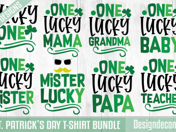 One lucky family quotes st. patrick’s day t-shirt bundle sublimation svg