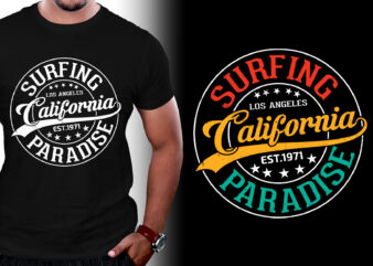Surfing Paradise California T-Shirt Design