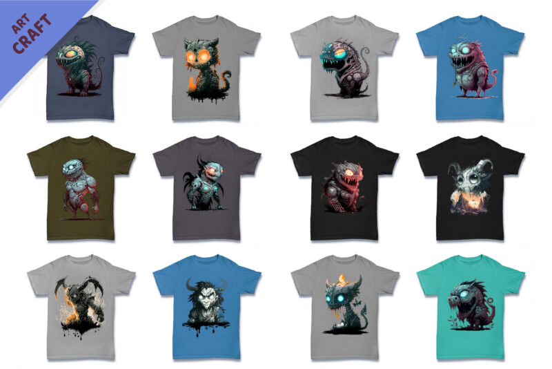 Big Bundle T-Shirt-designs. Fairytale fantasy characters.