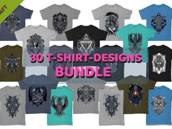 Big bundle t-shirt-designs. mystic fantasy patterns.