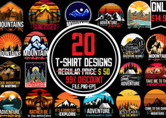 Mountain T-shirt Bundle,20 Designs,on sell Design,Big Sell Design,#simacrafts,mountains t shirt, beach t shirt, beach t shirts, mountain shirts, mountain bike t shirts, the mountain tee shirts, mountain t shirt design,